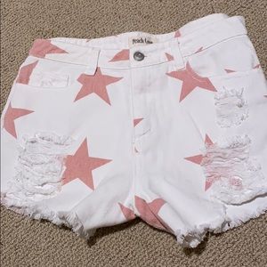 Star ripped jean shorts